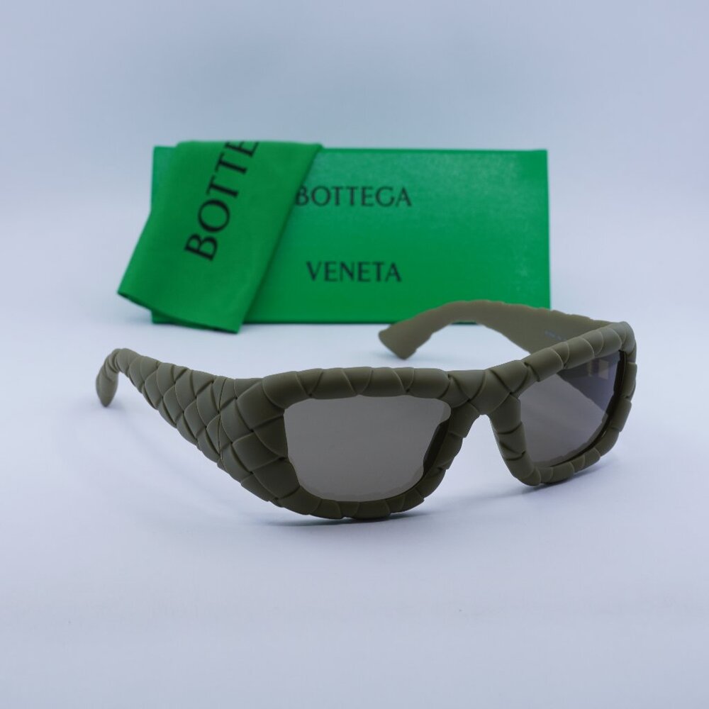 Bottega Veneta BV1303S 002 Square Sunglasses - Olive/Brown